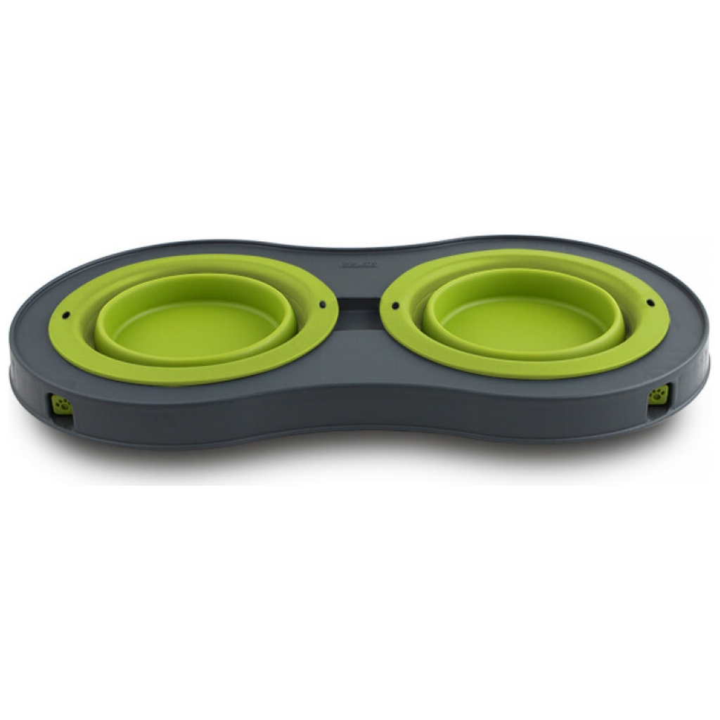 Посуд для собак Dexas Миска подвійна на складній підставці-велика 600 мл зелена (0084297306908) - изображение 4