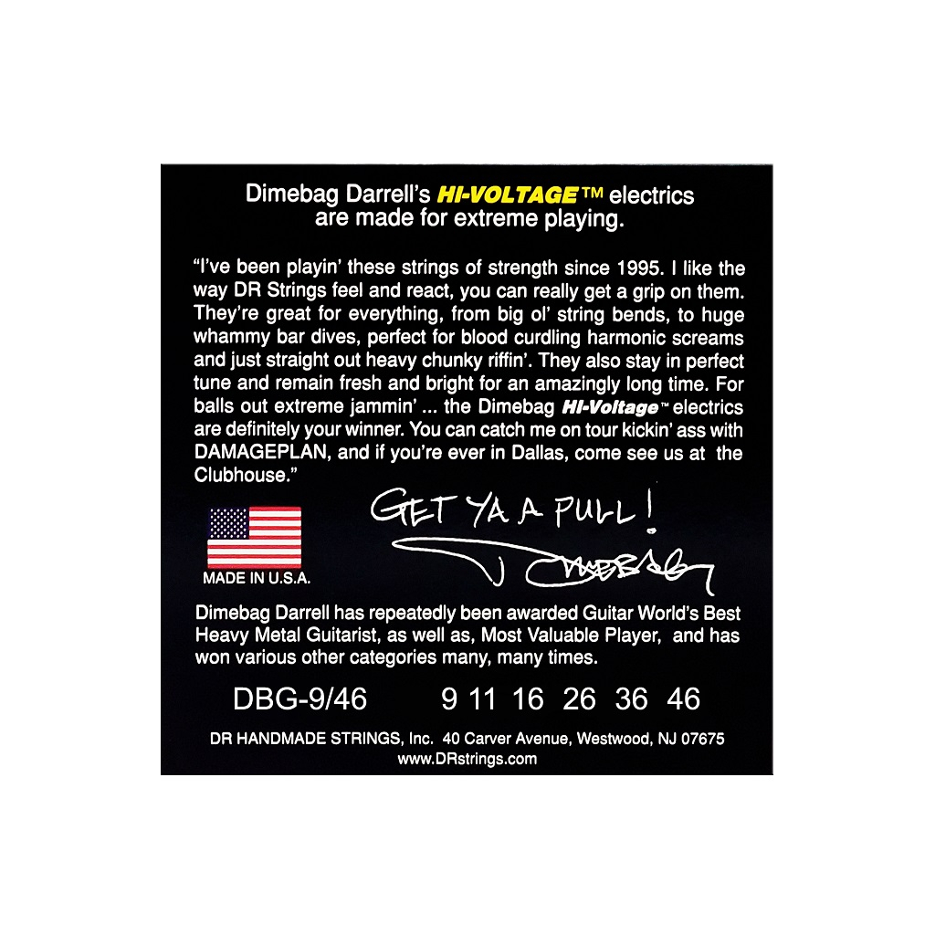 Струни для гітари DR Strings Dimebag Darrell HI-VOLTAGE Electric - Light Heavy (09-46) (DBG-9/46) - зображення 3