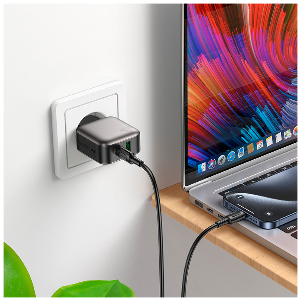 Зарядний пристрій BOROFONE BAS54A Absolute 1xUSB-C PD20W + 1xUSB QC3.0 + cable USB-C to USB-C Black (6941991116223) - зображення 9