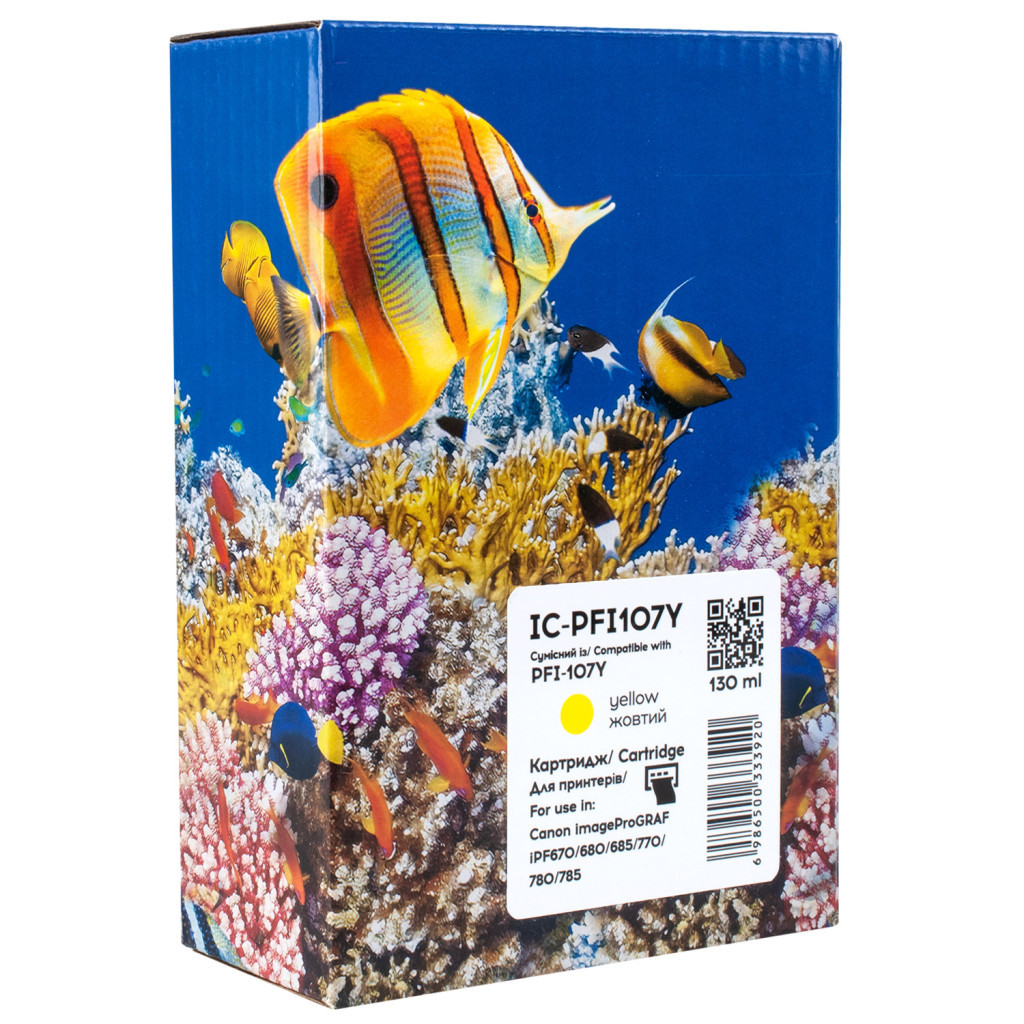 Картридж Barva Canon PFI-107Y (6708B001) 130 мл, Yellow (IC-PFI107Y) - зображення 1