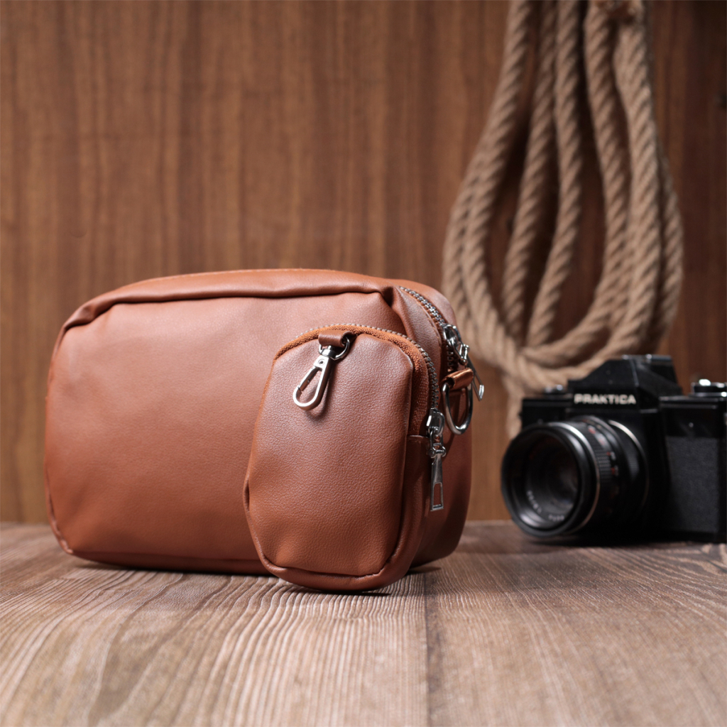 Сумка Vintage Жіноча крос-боді з монетницею з екошкіри Руда (22795) - зображення 10