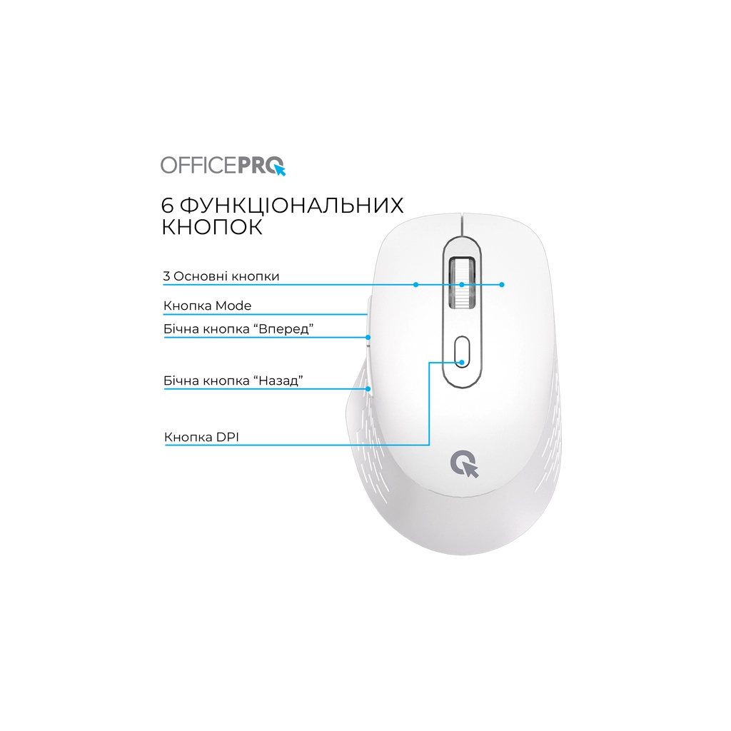 Мишка OfficePro M265W Wireless/Bluetooth Silent Click White (M265W) - зображення 10