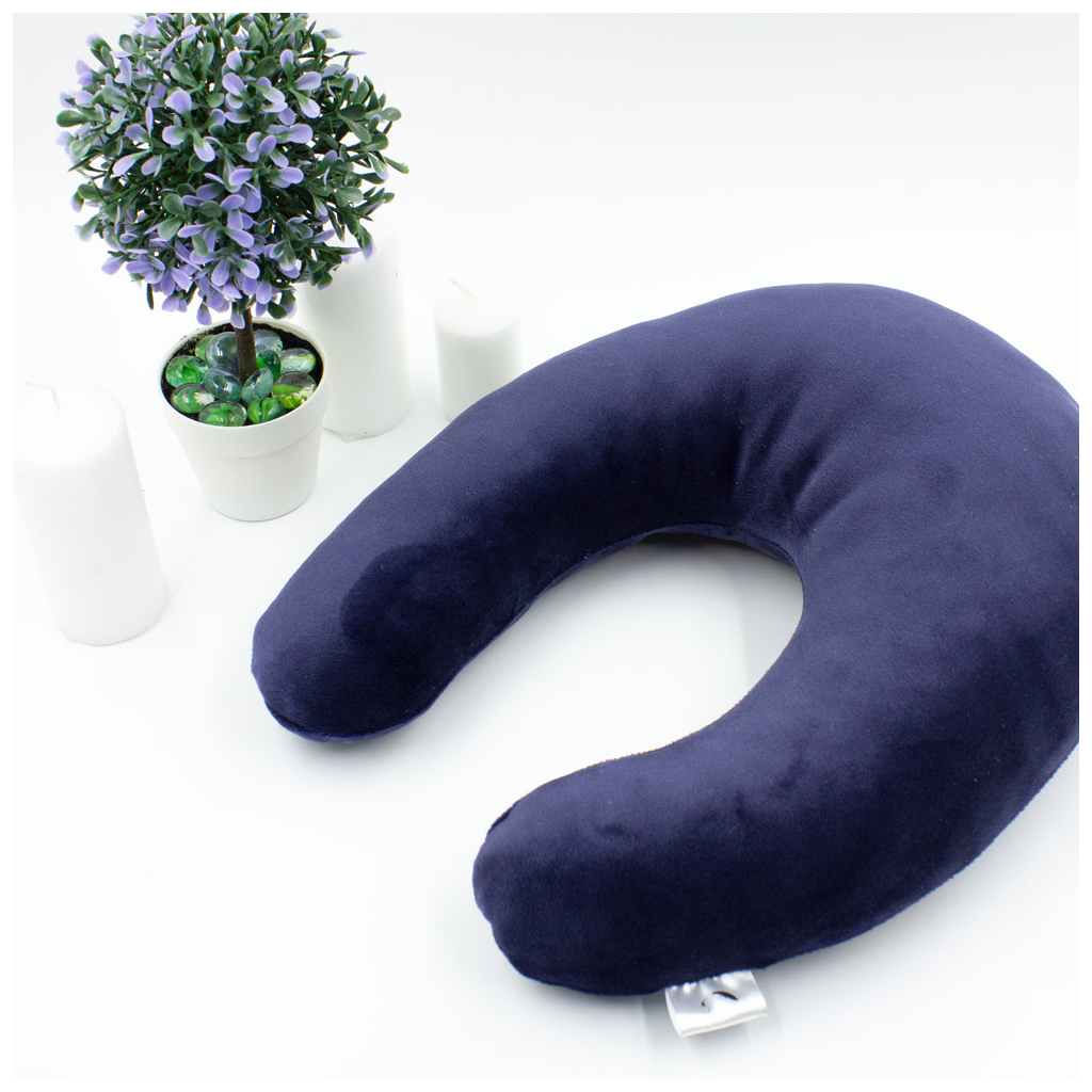 Подушка MirSon для подорожей №8751 Velvet Line 28-0006 Navy blue 50% Memory (2200006348368) - изображение 4