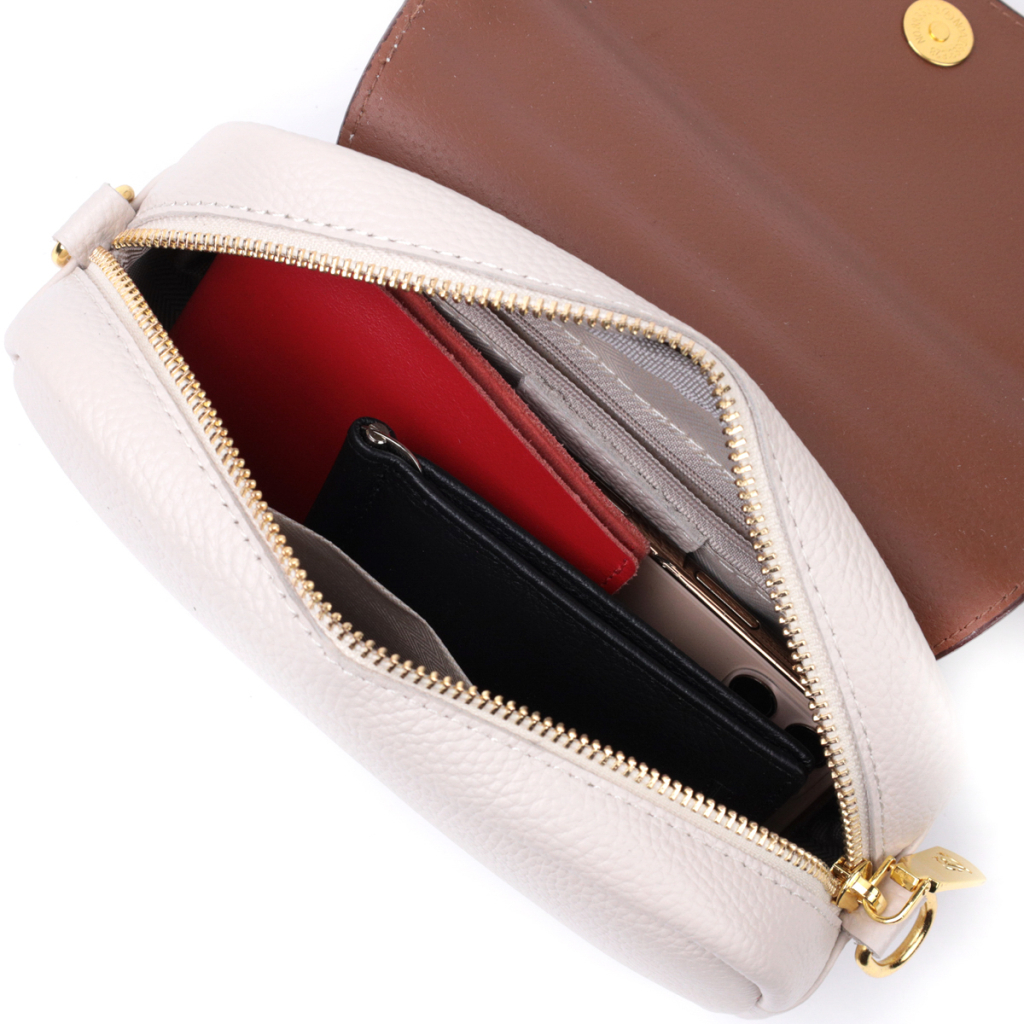 Сумка Vintage Жіноча з клапаном з натуральної шкіри Біла (22431) - зображення 7