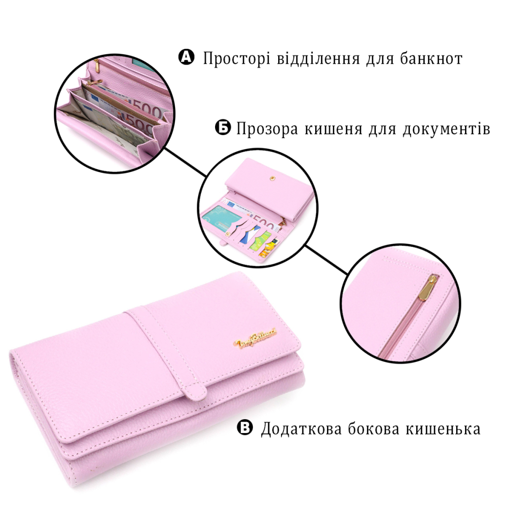 Гаманець Tony Bellucci З натуральної шкіри Ліловий (21958) - зображення 4