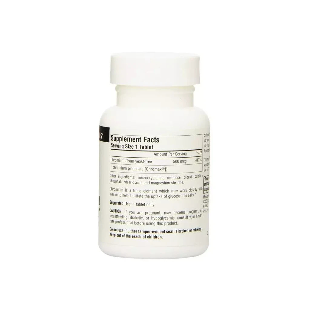 Мінерали Source Naturals Ультра Хром Піколінат 500 мкг, Ultra Chromium Picolinate, 60 таблеток (SN0515) - зображення 2