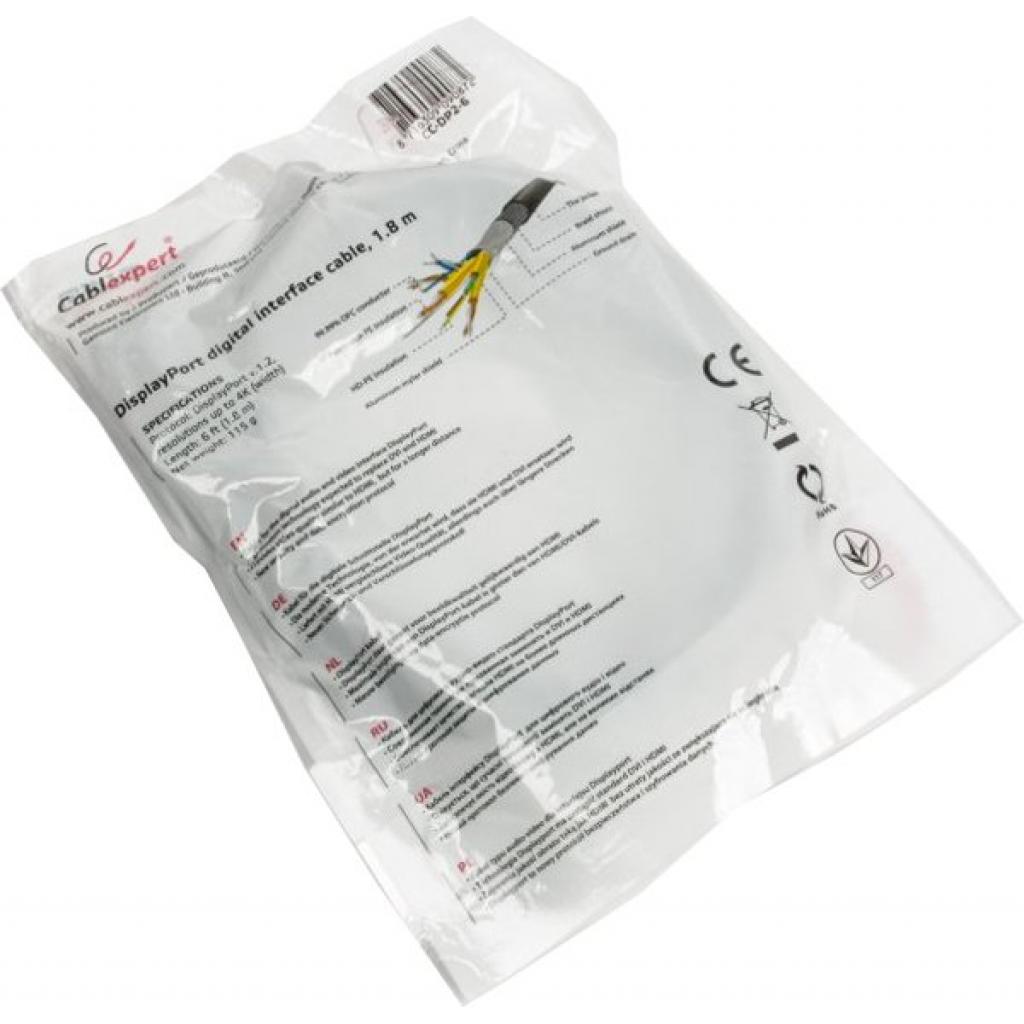 Кабель мультимедійний Display Port to Display Port 1.8m v1.2 Cablexpert (CC-DP2-6) - зображення 3