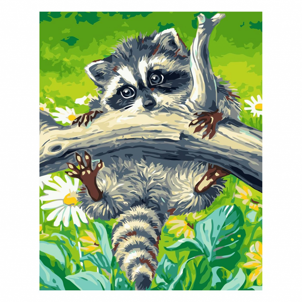 Картина по номерам Strateg Єнотик на гілці 30х40 см (SV-0060) - зображення 1