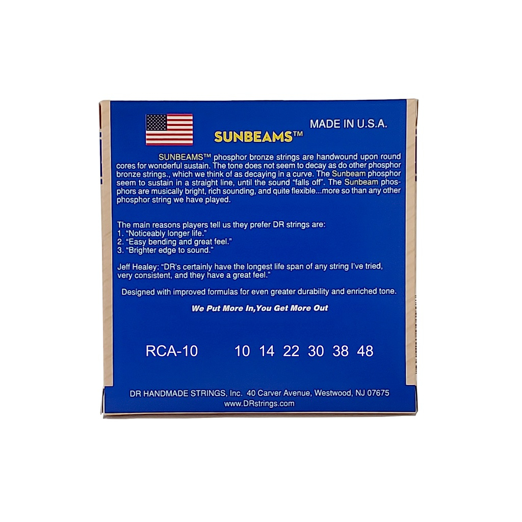 Струни для гітари DR Strings SUNBEAM Acoustic Phosphor Bronze - Extra Light (10-48) (RCA-10) - зображення 3