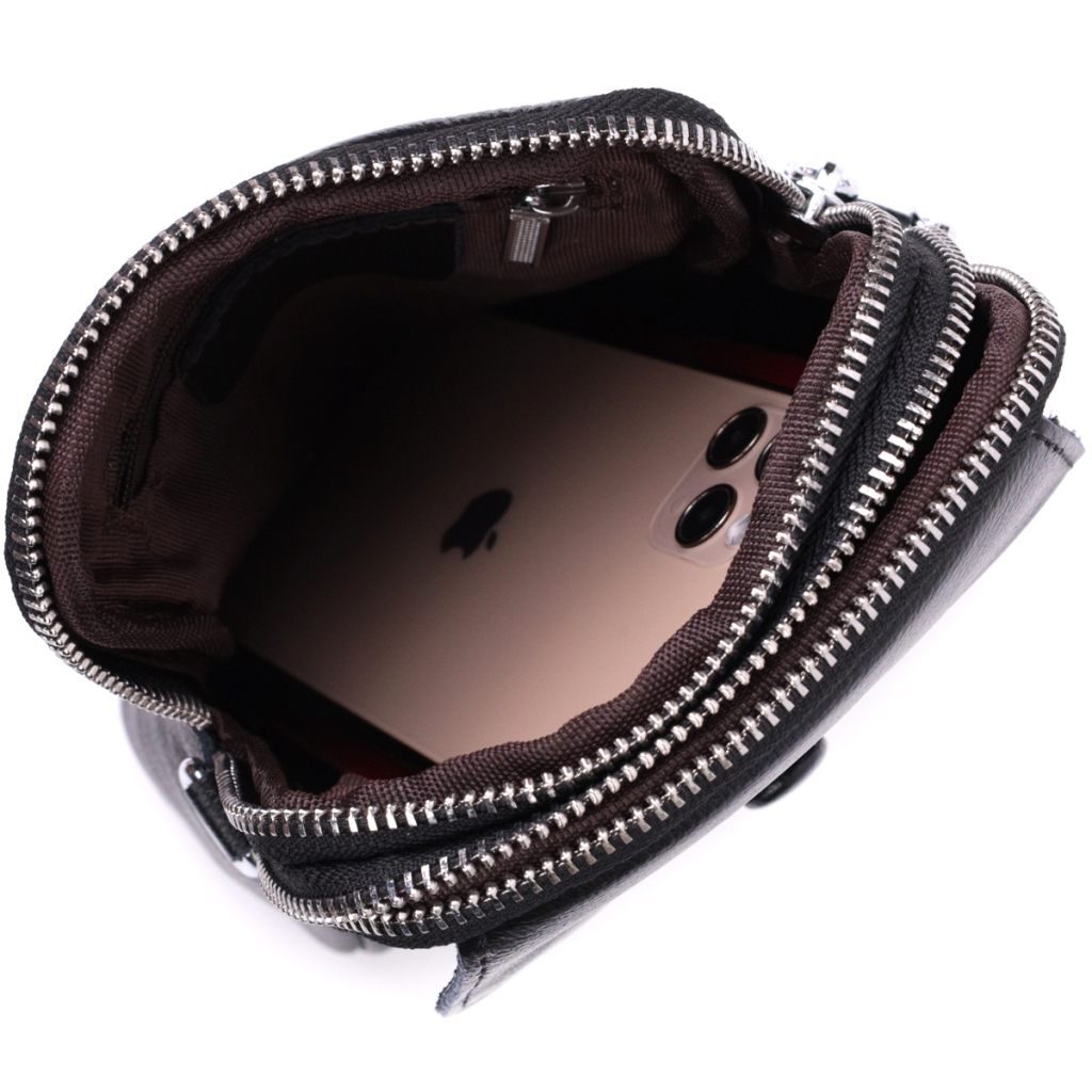 Сумка Vintage Вертикальна Для жінок на два відділення із натуральної шкіри Чорна (22399) - зображення 6