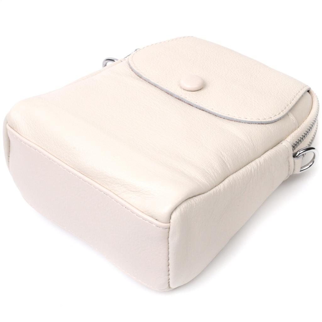 Сумка Vintage Жіноча невелика вертикальна на два відділення з натуральної шкіри Біла (22401) - зображення 5