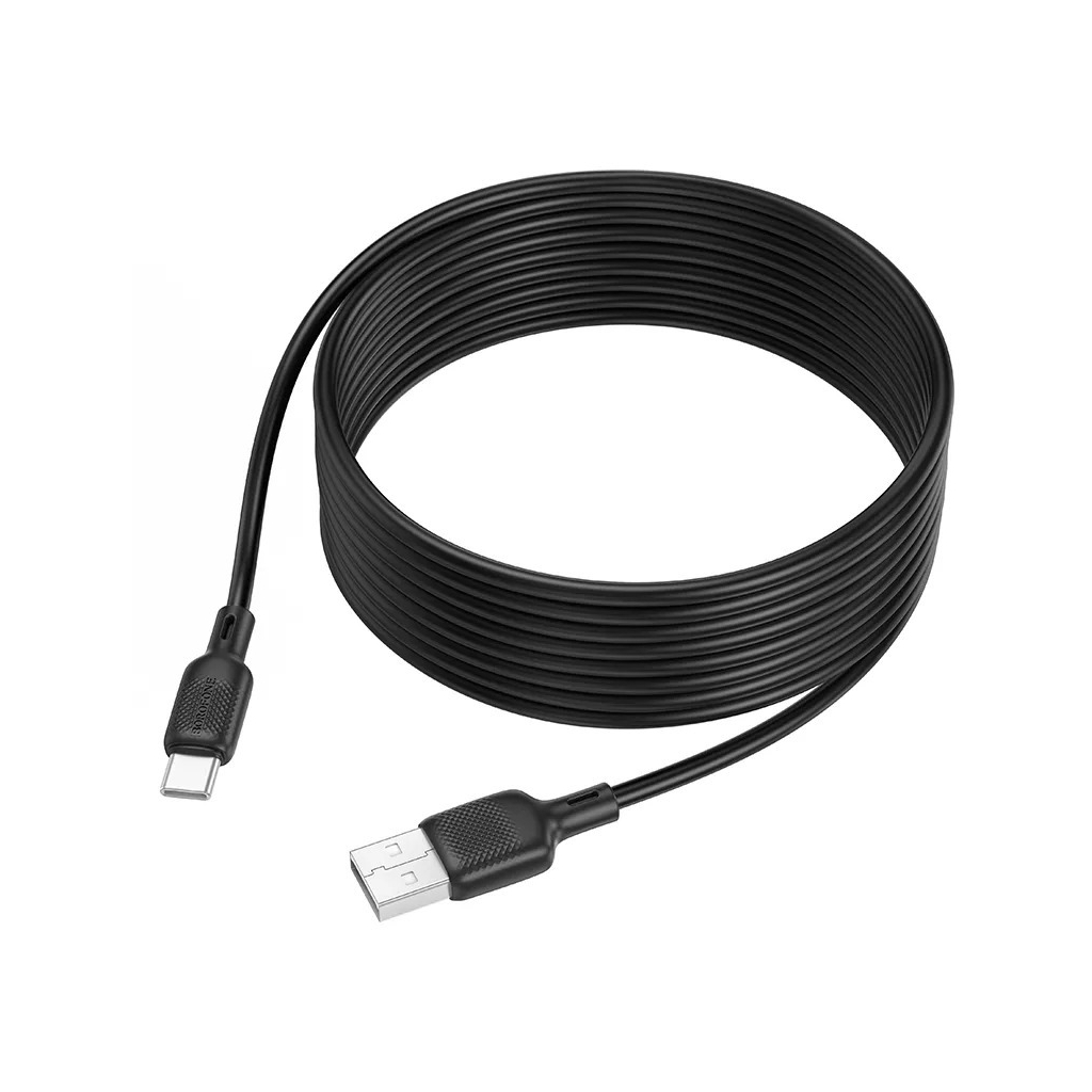 Дата кабель USB 2.0 AM to USB-C 3.0m silicone BX113 black BOROFONE (6941991115554) - зображення 4