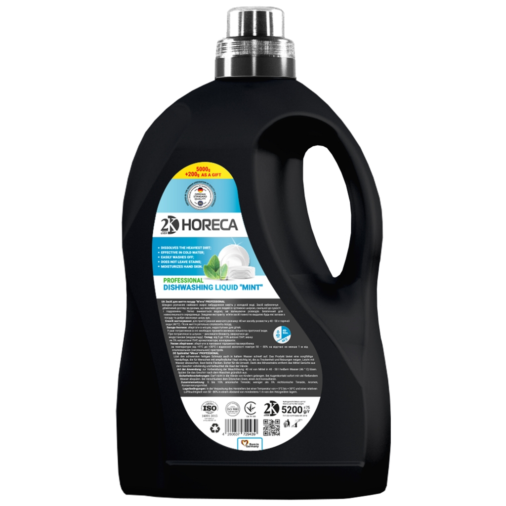 Засіб для ручного миття посуду 2K Horeca М'ята 5.2 кг (4260637729439) - зображення 1