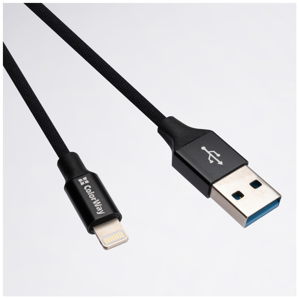 Дата кабель USB 2.0 AM to Lightning 1.0m black ColorWay (CW-CBUL004-BK) - зображення 3