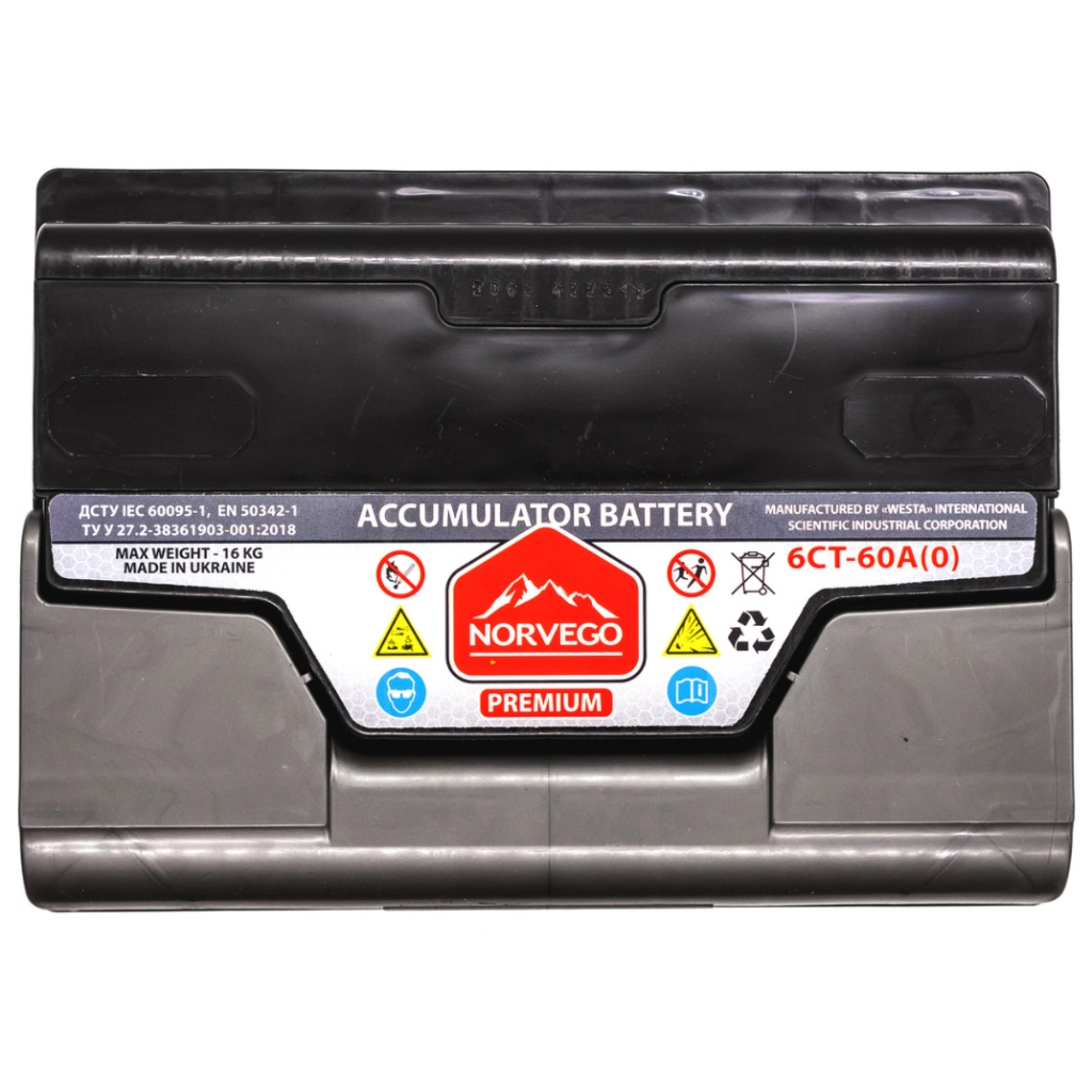 Акумулятор автомобільний NORVEGO ВЕСТА Premium 60A +прав (0) (600 пуск) - зображення 3