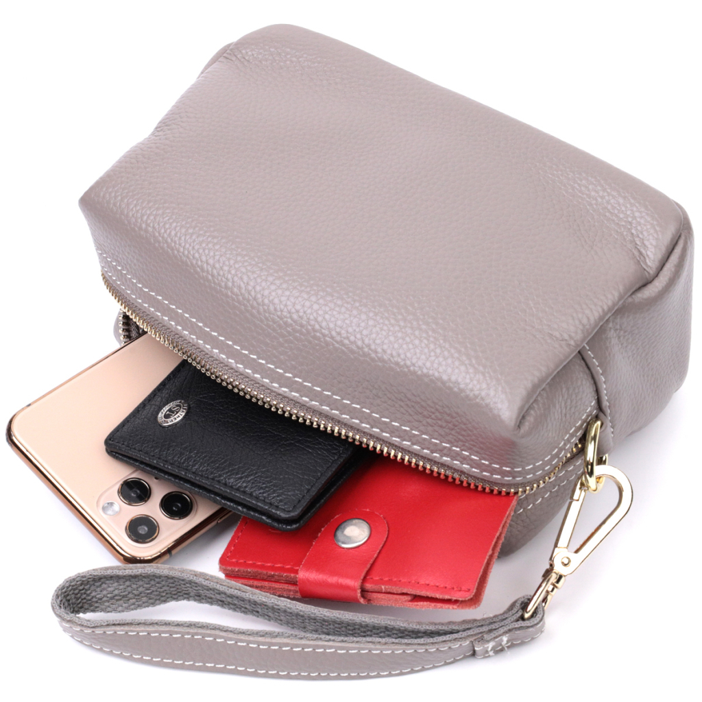 Сумка Vintage Жіноча з двома ременями з натуральної шкіри Сіра (22275) - зображення 7