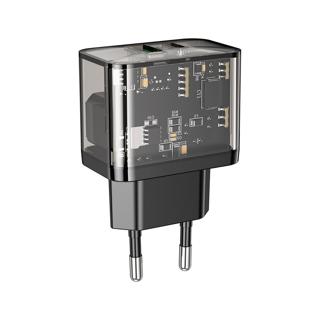 Зарядний пристрій HOCO N34 Dazzling dual-port Black (6931474799166) - зображення 1