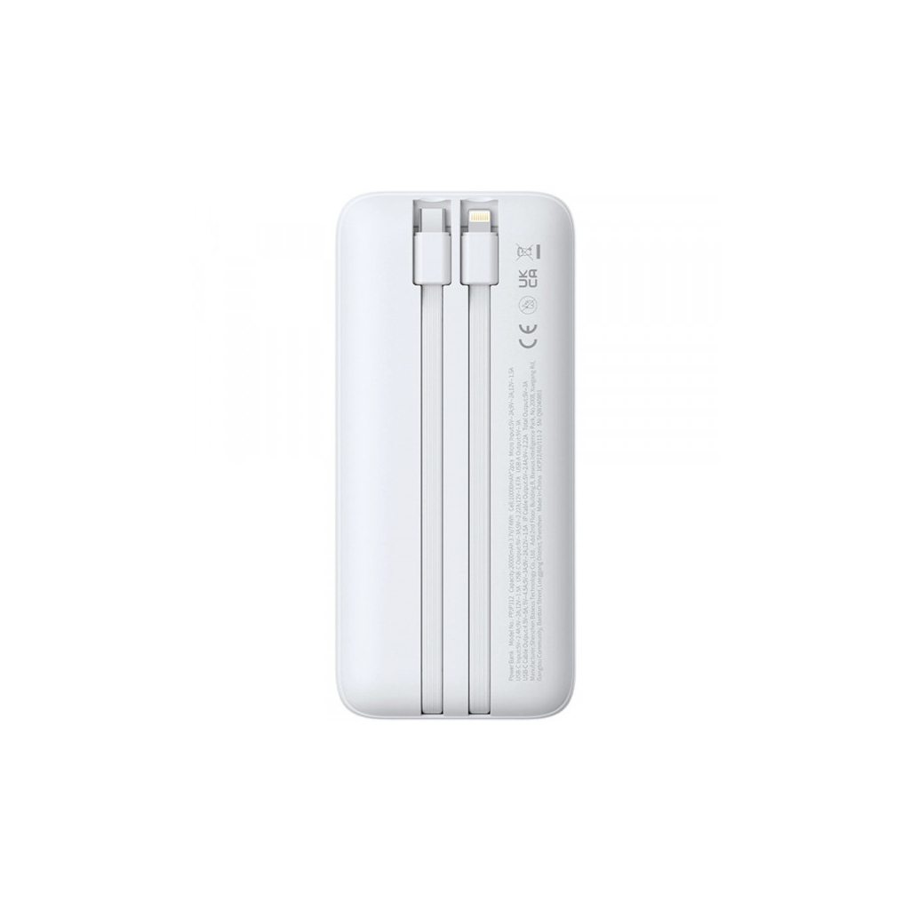 Батарея універсальна Baseus Lipow 20000mAh 22,5W PD, QC/3.0, White (P10079102213-00) - picture 3