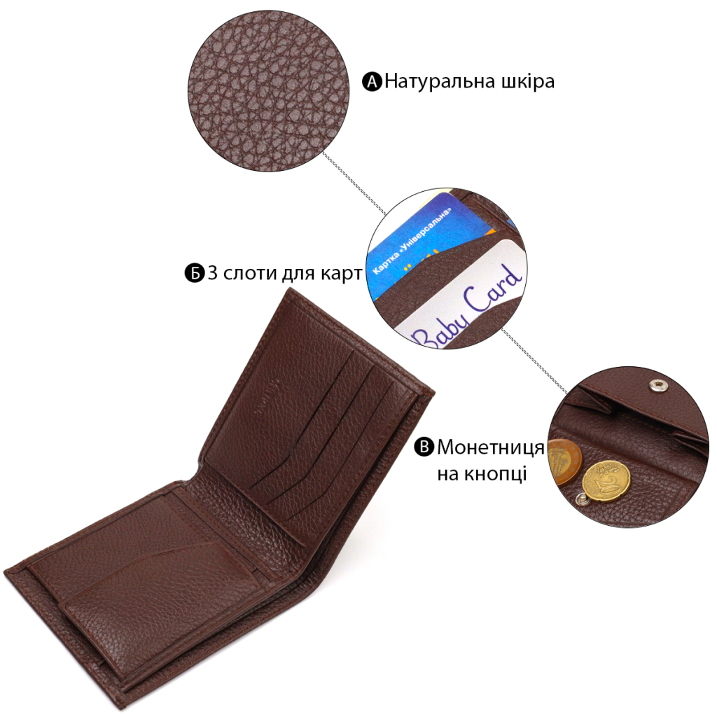 Портмоне Canpellini З натуральної шкіри Коричневе (21775) - зображення 4