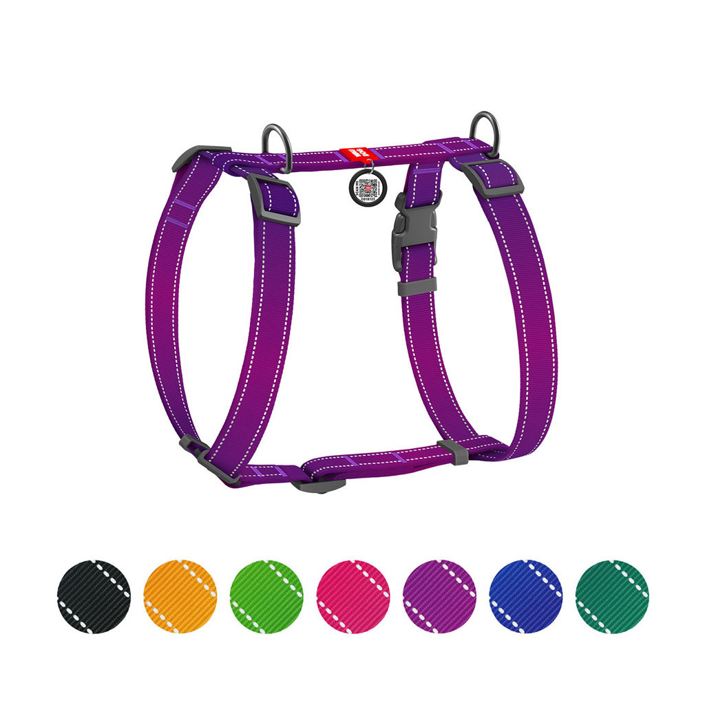 Шлея для собак WAUDOG Nylon Mono з QR-паспортом, пластиковий фастекс S фіолетова (52719) - зображення 1