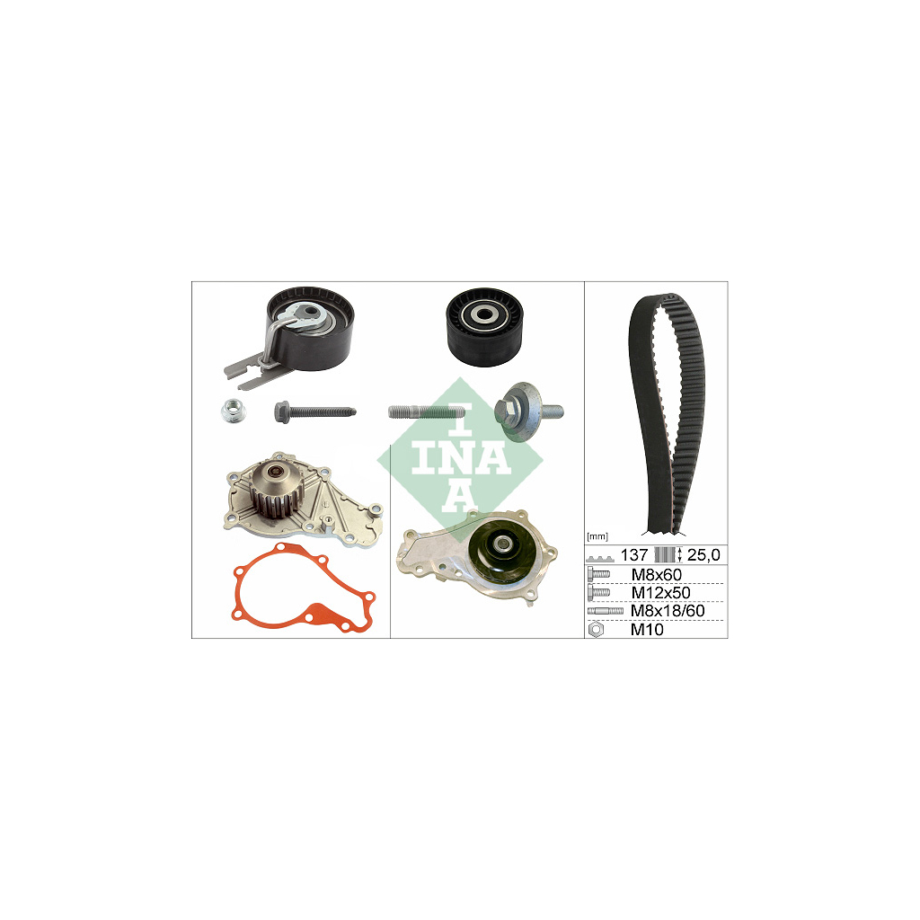Комплект ременя ГРМ з помпой INA 530 0375 30 - зображення 1