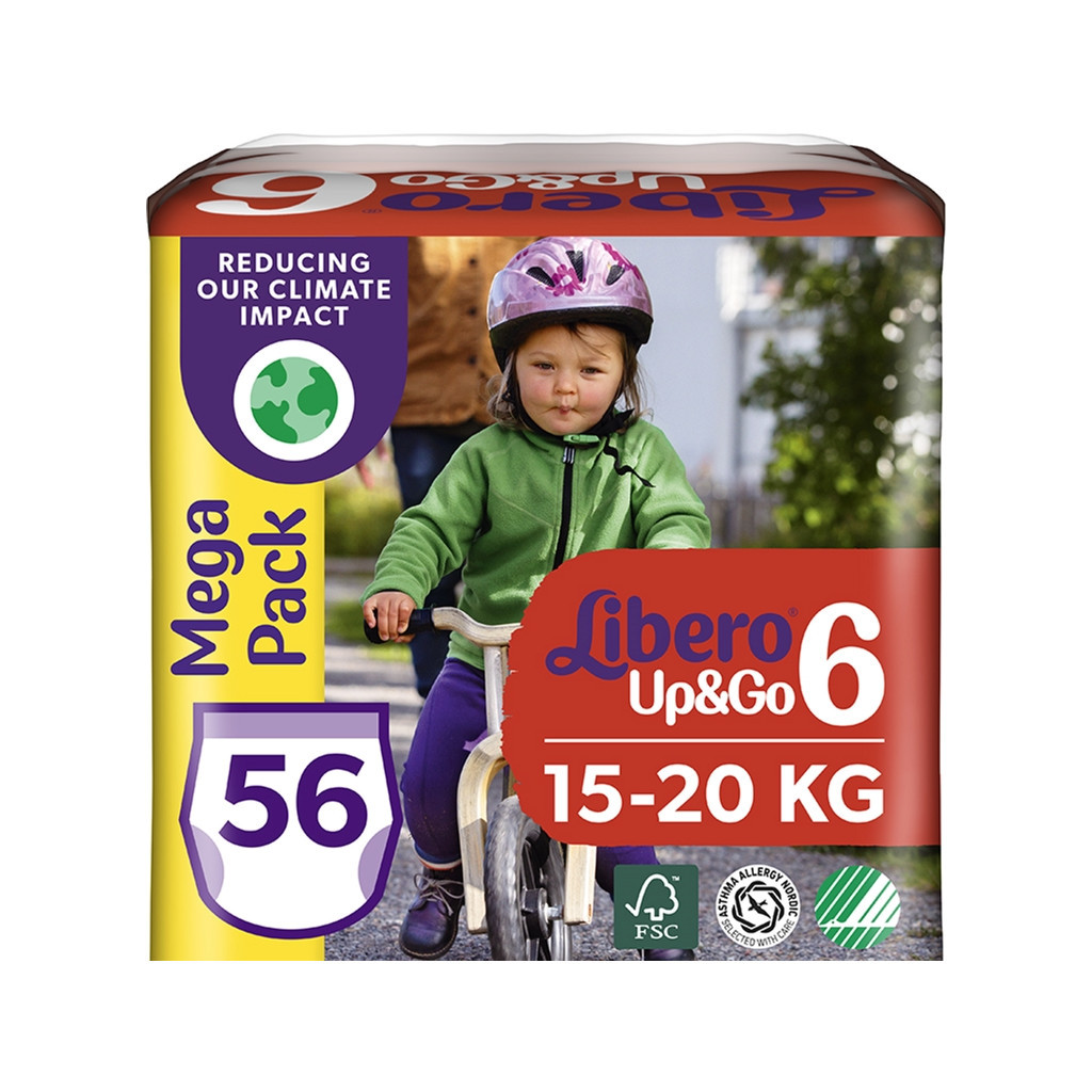 Підгузки Libero UpGo 6 13-20 кг 56 шт (7322541090580) - зображення 1