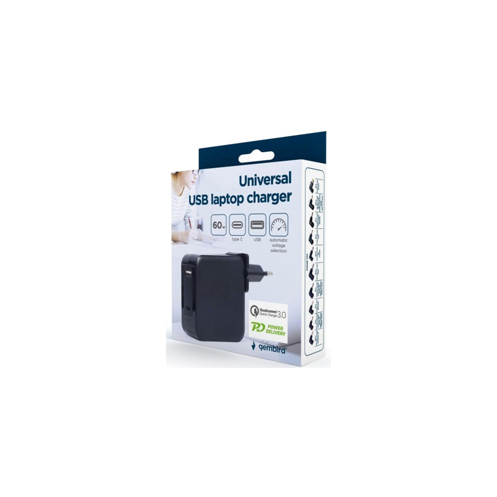 Зарядний пристрій Gembird 60W PD & QC, Type-C, USB-A (NPA-PD60-01) - зображення 4