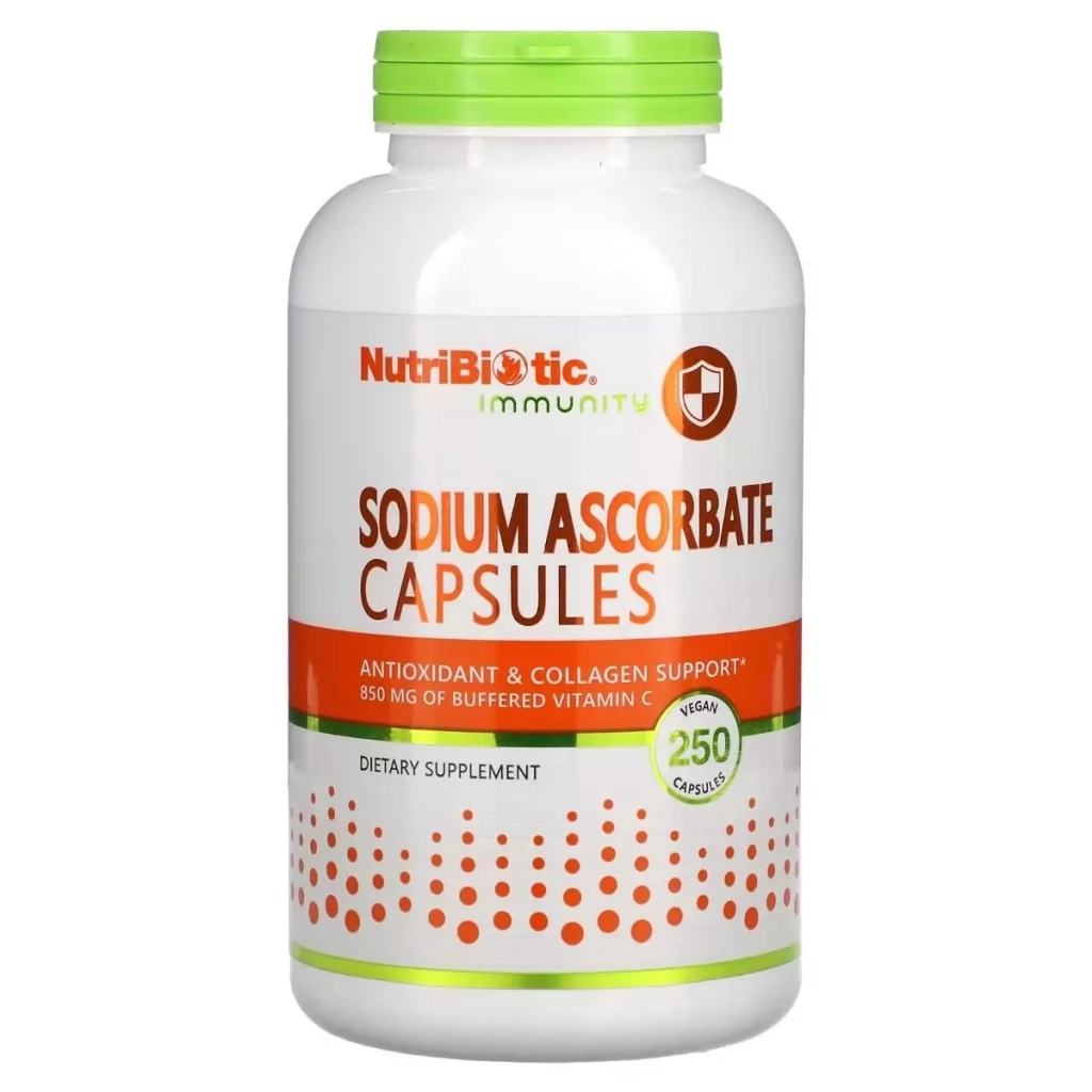 Вітамінно-мінеральний комплекс NutriBiotic Аскорбат натрію, Sodium Ascorbate, 250 вегетаріанських капсул (NBC-0046) - зображення 1