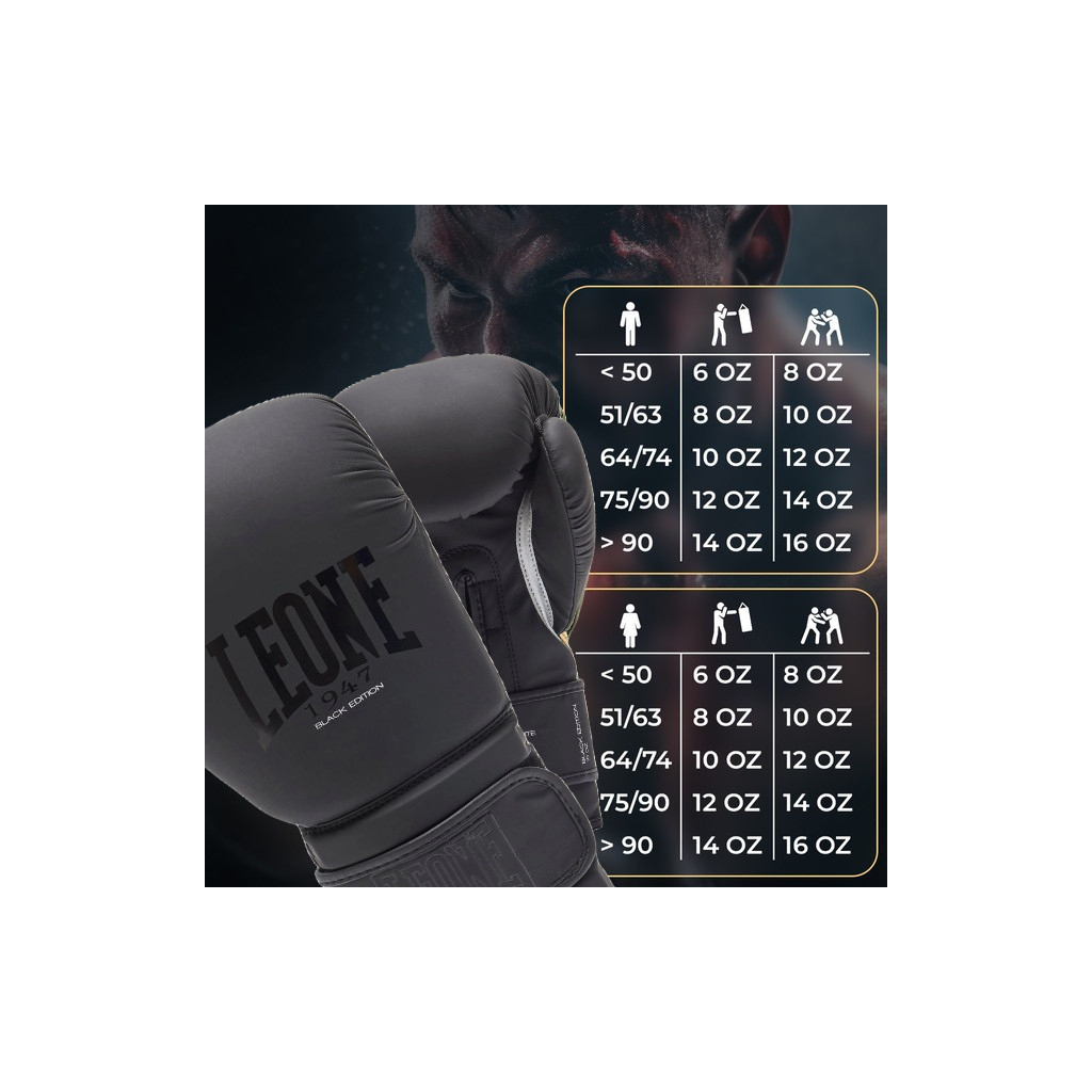 Боксерські рукавички Leone GN059 Black/White 10 унцій (GN059_Bl/White_10oz) - зображення 10