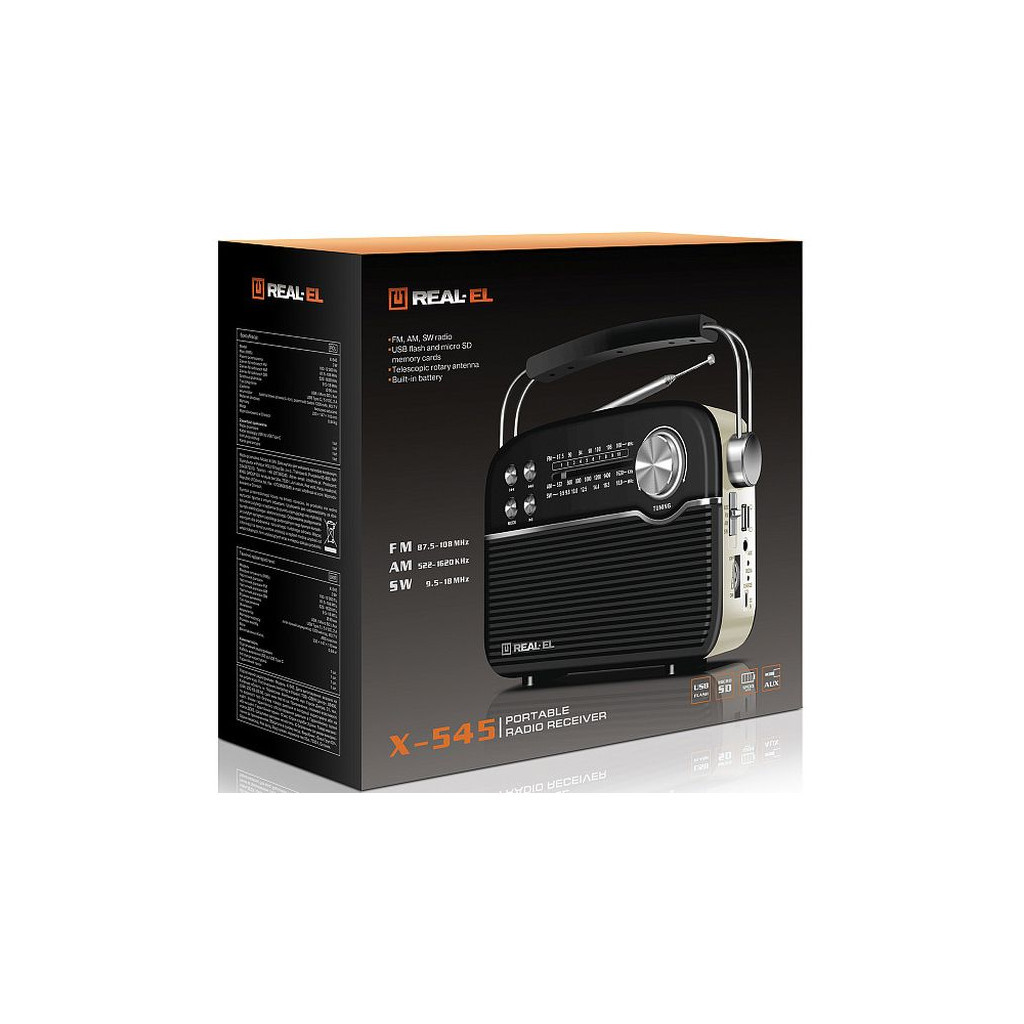 Портативний радіоприймач REAL-EL X-545 Black - изображение 8