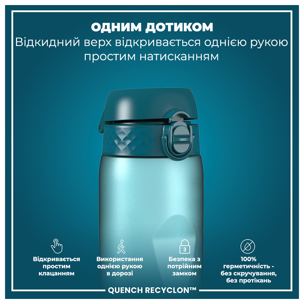 Пляшка для води ION8 OneTouch Times To Drink 1000 мл BPA Free, Teal & Blue (I8RF1000PTBMOT) - зображення 2