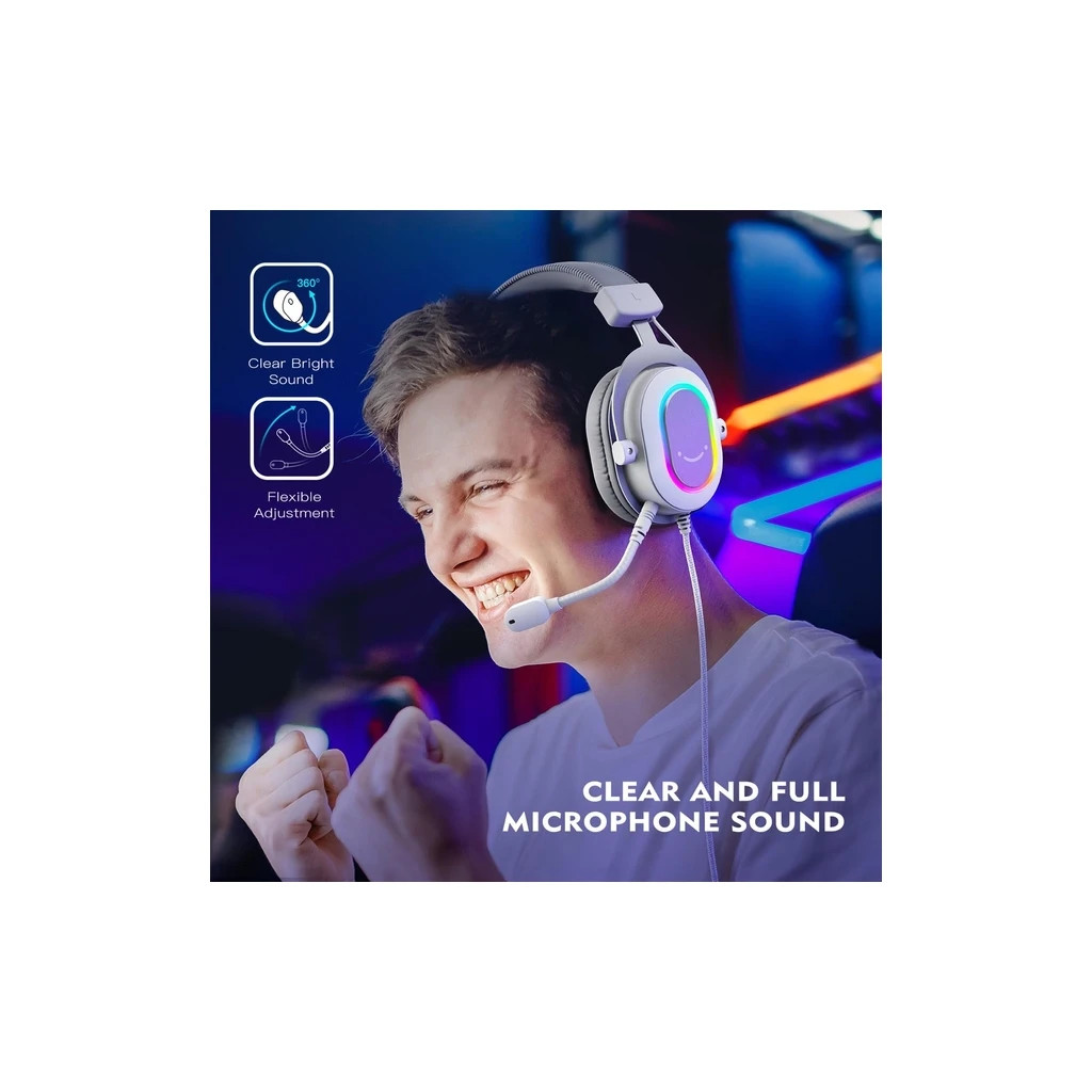 Навушники Fifine H6 RGB 7.1 White (H6W) - зображення 4