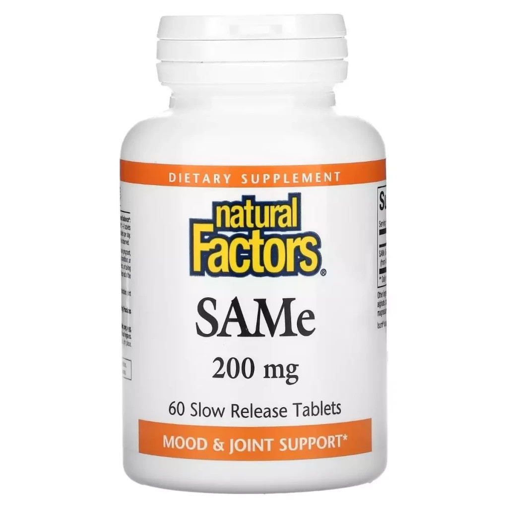 Вітамінно-мінеральний комплекс Natural Factors SAM-e (дисульфат тозилат) повільного вивільнення, 200 мг, (NFS-02708) - зображення 1
