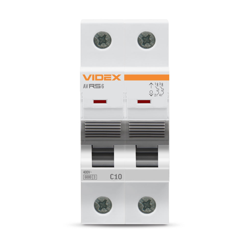 Автоматичний вимикач Videx RS6 RESIST 2п 10А 6кА С (VF-RS6-AV2C10) - изображение 2