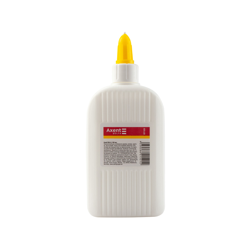 Клей Delta by Axent White glue, PVA, 200 мл, cap dispenser (D7123) - изображение 1
