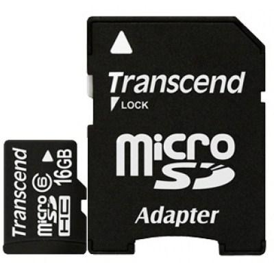 Карта пам'яті Transcend 16Gb microSDHC class 6 (TS16GUSDHC6) - зображення 1