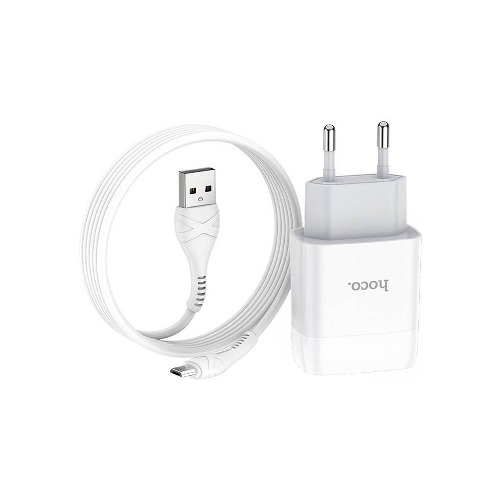 Зарядний пристрій HOCO C72A Glorious USB + cable Micro 10.5W White (6931474713001) - зображення 5
