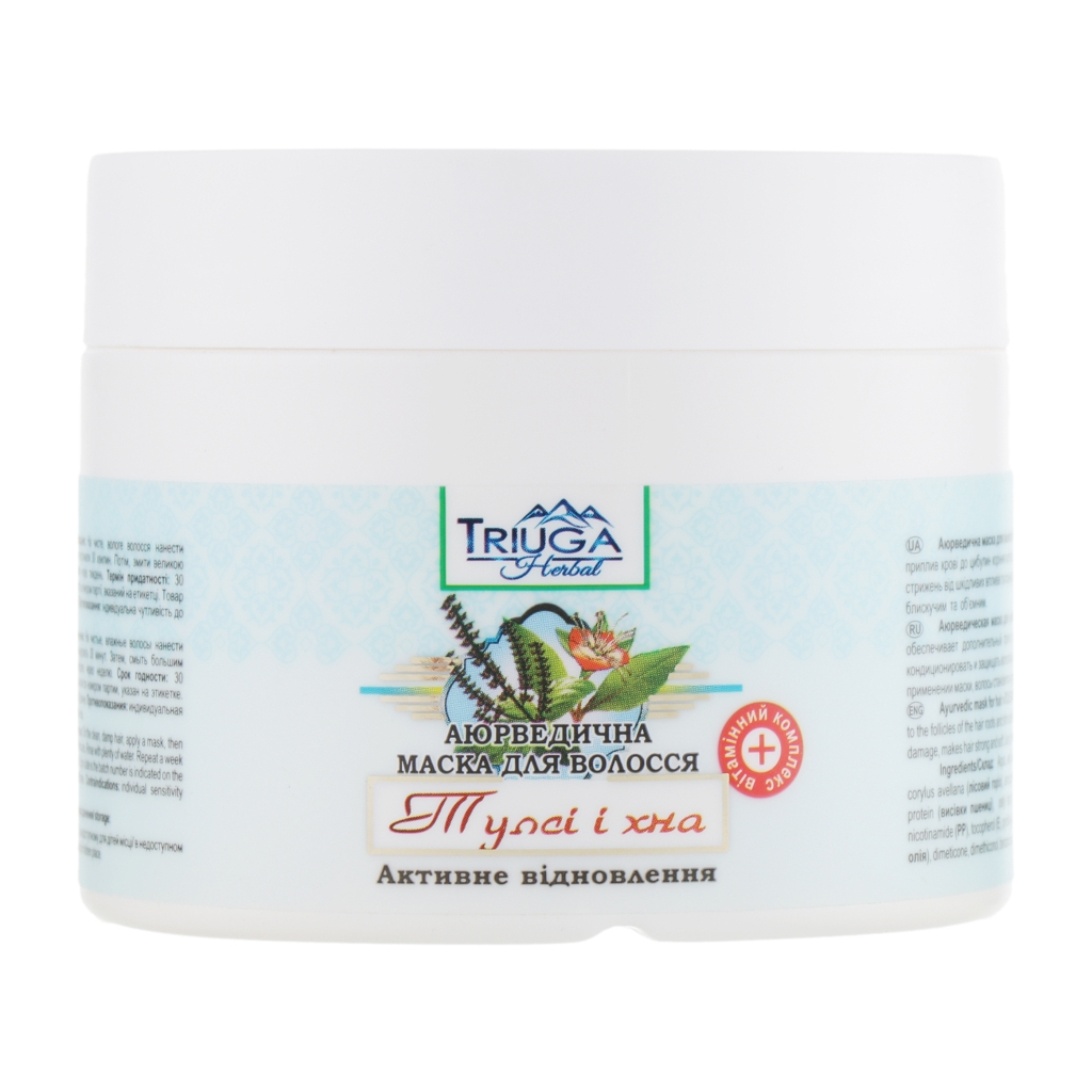 Маска для волосся Triuga Аюрведична Тулсі та хна Активне відновлення 300 мл (4820164640418) - зображення 1