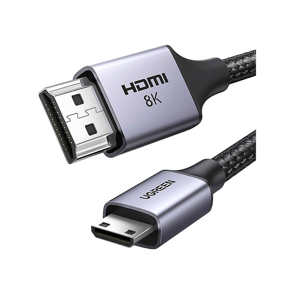 Кабель мультимедійний HDMI M to HDMI mini M 1.0m 8K HD163 black UGREEN (15514) - зображення 1