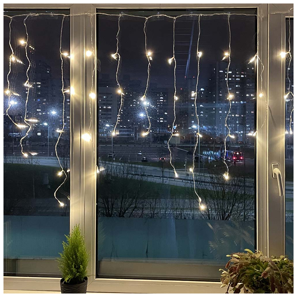 Гірлянда ColorWay Бахрома 3 м x 0.6 м 100 Led IP20 теплий колір USB (CW-GF-100L36UWW) - зображення 5