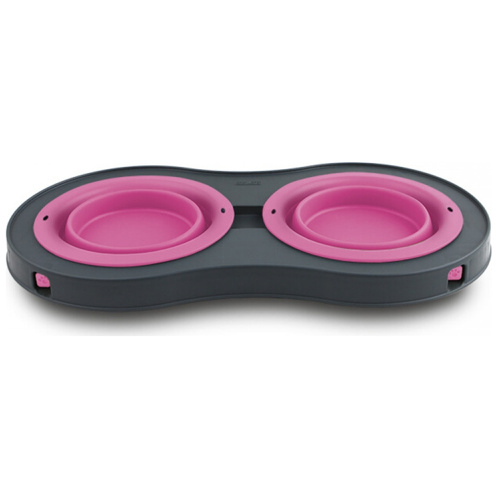 Посуд для собак Dexas Миска подвійна на складній підставці-велика 600 мл рожева (0084297306885) - изображение 4