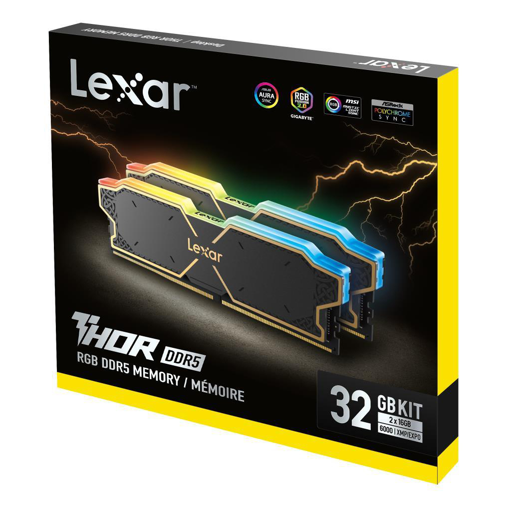 Модуль пам'яті для комп'ютера DDR5 32GB (2x16GB) 6000 MHz Thor RGB Lexar (LD5U16G60C38BG-RGD) - зображення 5