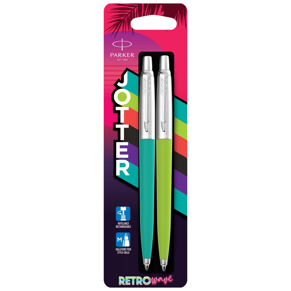 Ручка кулькова Parker JOTTER 17 Originals 80s Caribbean Green CT BP + Apple Green CT BP блістер (15 996_3534_2291) - зображення 1