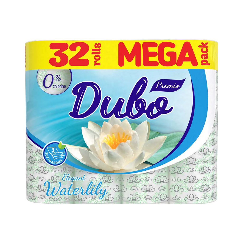 Туалетний папір Диво Premio Waterlily 3 шари 32 рулони (4820003837757) - зображення 1