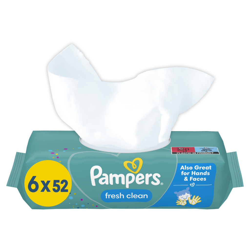 Дитячі вологі серветки Pampers Fresh Clean 6 пачок х 52 шт (8001841078175) - зображення 1
