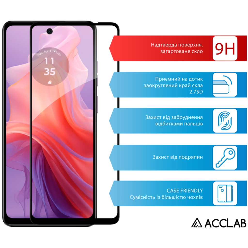 Скло захисне ACCLAB Full Glue MOTO E14 Black (1283126597688) - зображення 3