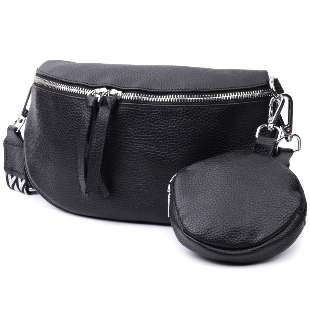 Сумка Vintage Шкіряна жіноча через плече з міні гаманцем Чорна (22666) - зображення 5