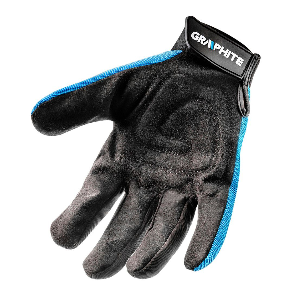Захисні рукавиці Graphite синтетична шкіра, фіксація зап'ястя, р.10/, чорно-блакитні (97G100) - зображення 2