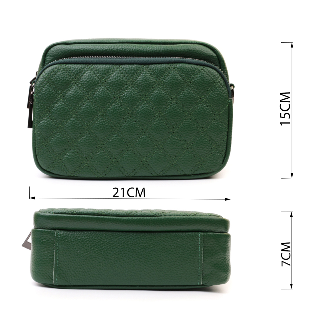 Сумка Vintage Жіноча прошита ромбами на лицьовій стороні з натуральної шкіри Зелена (22635) - зображення 3