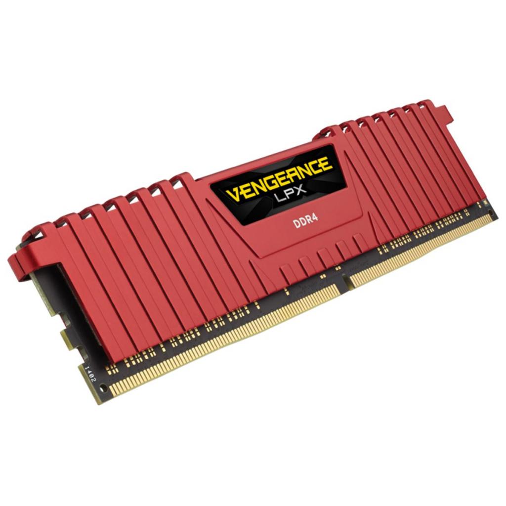 Модуль пам'яті для комп'ютера DDR4 32GB (2x16GB) 2400 MHz Vengeance LPX Red Corsair (CMK32GX4M2A2400C14R) - зображення 4